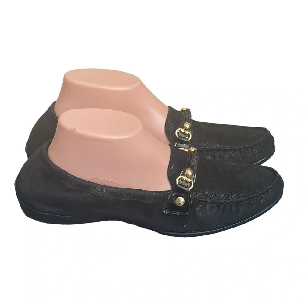 AGL‎ Black metallic suede loafers size 39.5